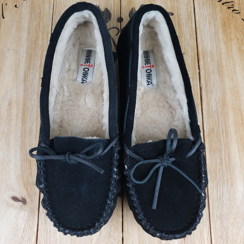 470eei Minnetonka CALLY piled lined leather slippers